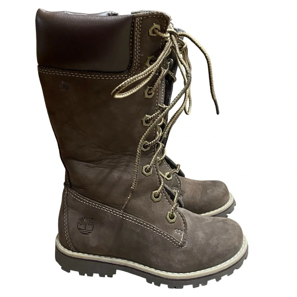 Timberland Leather Long Knee High Combat Moto Winter Boots Size 9.5 Toddler - Picture 3 of 9